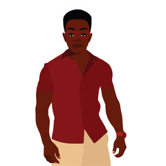 Fototapeta premium Modern fashionable black man in elegant art style vector