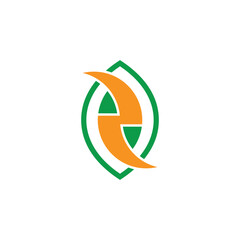 green leaf e eco organic power energy symbol logo vector