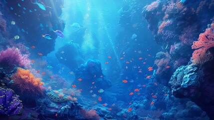 Fototapeta na wymiar Underwater Habitats: Marine Life and conceptual metaphors of Marine Life