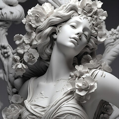 skulptur, frau, schönheit, blume, haar, gesicht,weiß,alt, sculpture, woman, beauty, flower, hair, face, white, old,