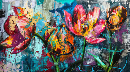 Schöne Blumen, Tulpen, Frühling, Zeichnung