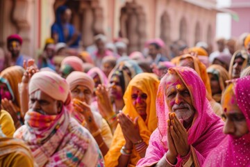 People are celebrating the colorful Hindu festival of Holi in Rajasthan, India.