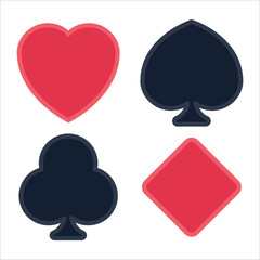 Playing cards suits flat line style
