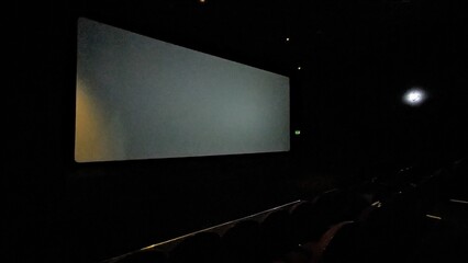 Cinema screen in an empty cinema room