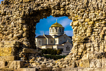 Cathedral of Saint Vladimir in Chersonesos. Russian Orthodox Church, Sevastopol, Crimea (Tauric)....