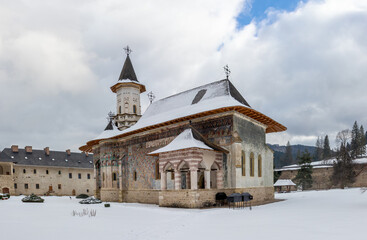 Fototapeta na wymiar Sucevita Monastery from Suceava county - Romania in winter