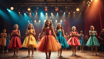 Little girls are performing a dance number