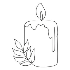 continuous One line lightning candle symbol concept and Silhouette vector art illustration design.