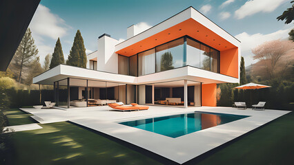 Obraz na płótnie Canvas moderne Villa mit Pool