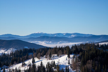 Landscape from the Palma pass in Suceava county - Romania in winter