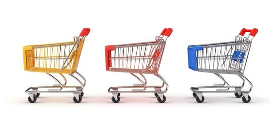 Shopping carts empty object isolated on white background. Generated AI image
