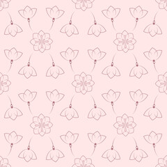 Seamless pattern. Plant in blossom. Template for a business card, banner, poster, notebook, invitation, wallpaper.