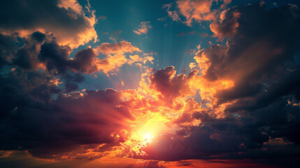 Obraz premium Celestial Symphony: A Sunset Tapestry. Generative AI