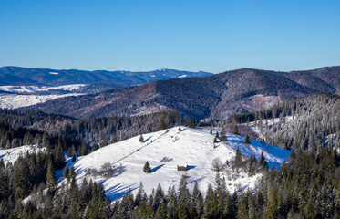 Landscape from the Palma pass in Suceava county - Romania in winter