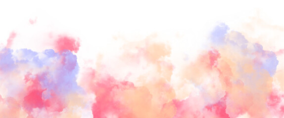pastel coloured yellow red cloudscape on transparent background clipart clouds cloudy pastels - obrazy, fototapety, plakaty