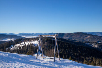 Winter landscape from the Ciumarna pass - Romania