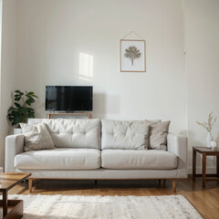 modern living room interior design with white sofa