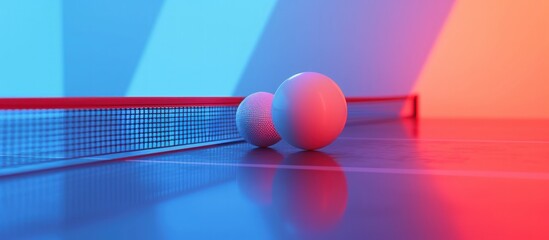 Table Tennis Racket or Ping pong bat with a ball for Sport equipment vibrant background.Generated AI - obrazy, fototapety, plakaty