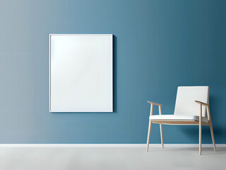 weißes Bild im weißen Bilderrahmen and Blauer Wand