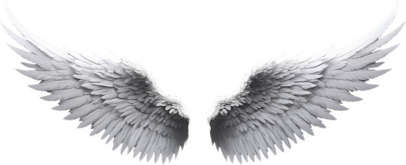 White angel wing isolated on transparent background, Generative AI. - obrazy, fototapety, plakaty