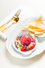 ice cream with fresh berries