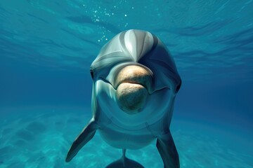 Close-up view of the face and mouth of an Atlantic bottlenose dolphin (Tursiops truncatus) 