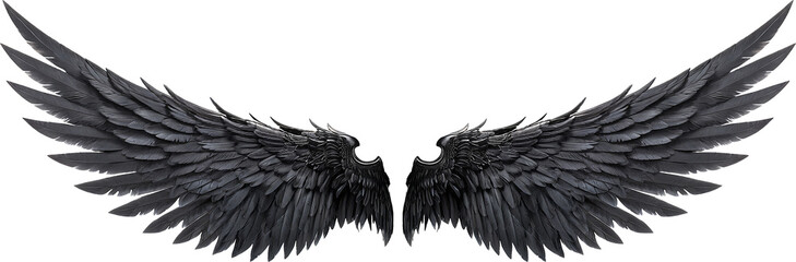 Black wing isolated on transparent background, Generative AI.