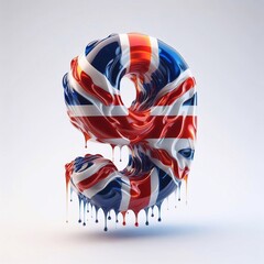 Glasss digit 8 in color of United Kingdom flag. AI generated illustration