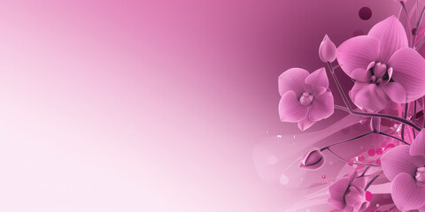 Fototapeta na wymiar Beautiful wallpaper depicting a purple orchid, trend color of the season 2024 - Orchid Funk color. Banner. Copy sapce for text