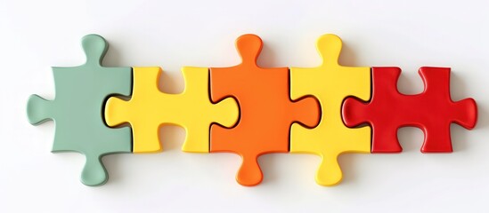 Multicolored Jigsaw puzzle parts Isolated on white background. Generated AI image