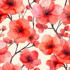 A background of beautiful blooming valentine's day flower detailed hand painted in watercolor seamless pattern
