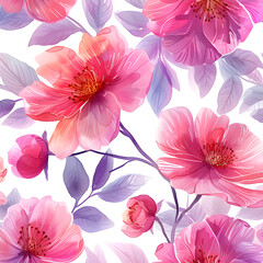 A background of beautiful blooming valentine's day flower detailed hand painted in watercolor seamless pattern