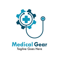 Medical gear design logo template illustration