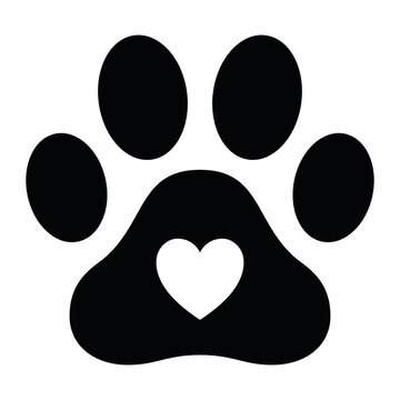 Paw print with heart