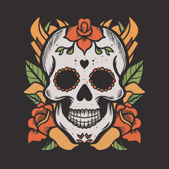 Vector Illustration Of Day of the Dead Sugar Skull