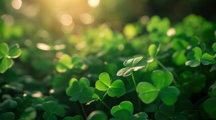 Close Up of Vibrant Green Leaves on St. Patricks Day