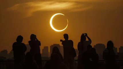 Fotobehang People watching a solar eclipse © cherezoff