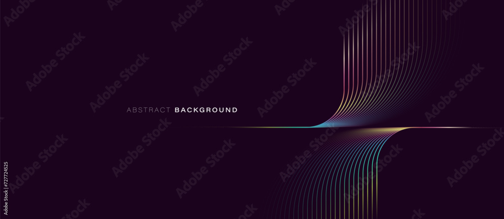 Poster Abstract background with glowing geometric curve lines. Modern minimal trendy shiny colorful lines pattern. Vector illustration
