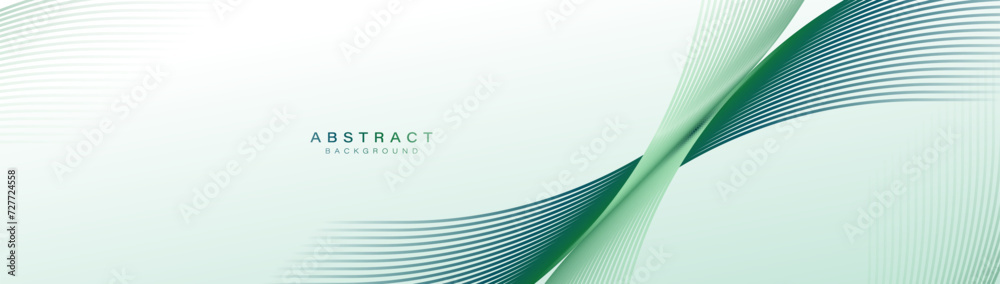 Poster Abstract geometric green line curve pattern background. Green eco, energy concept. Modern minimal trendy shiny lines pattern