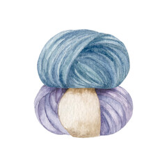 Balls of yarn, hand draw, watercolor illustration