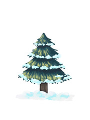 christmas tree with snow