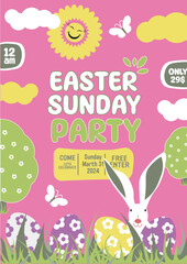 beautiful announcement for Easter party vector invitation card