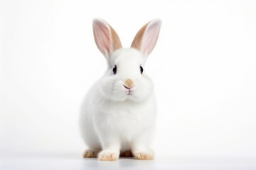 Charming White Rabbit with Pristine Fur on Minimalist Backdrop - Generative AI