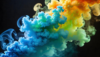 Colorful. Smoke. Background. Abstract. Vibrant. Haze. Artistic. Texture. Rainbow. Vapor. Creative. Swirls. Atmospheric. Color Spectrum. Aesthetic. Ethereal. Colorful Smoke. AI Generated.