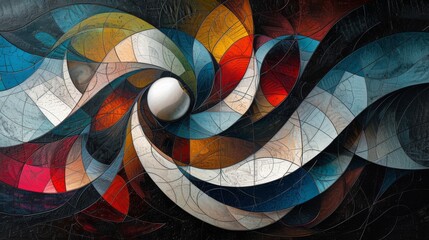 Fototapeta premium Stained glass window background with colorful apple abstract.