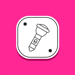 Flashlight icon line in flat. Stock vector.