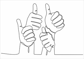 continuous line drawing of group of people raising their hands vector illustration