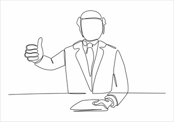 continuous line of businessmen thumbs up