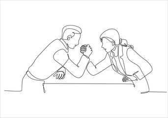 continuous line of men and women doing wrestling match