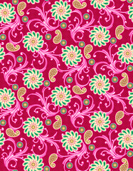 Fototapeta na wymiar Flower and leaf pattern trendy print design, background, texture, tile, wall print, textile print
